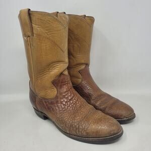 VTG Justin Boots 7 Brown Leather Buckskin Apache Bullhide Two Tone 3425 MISMATCH
